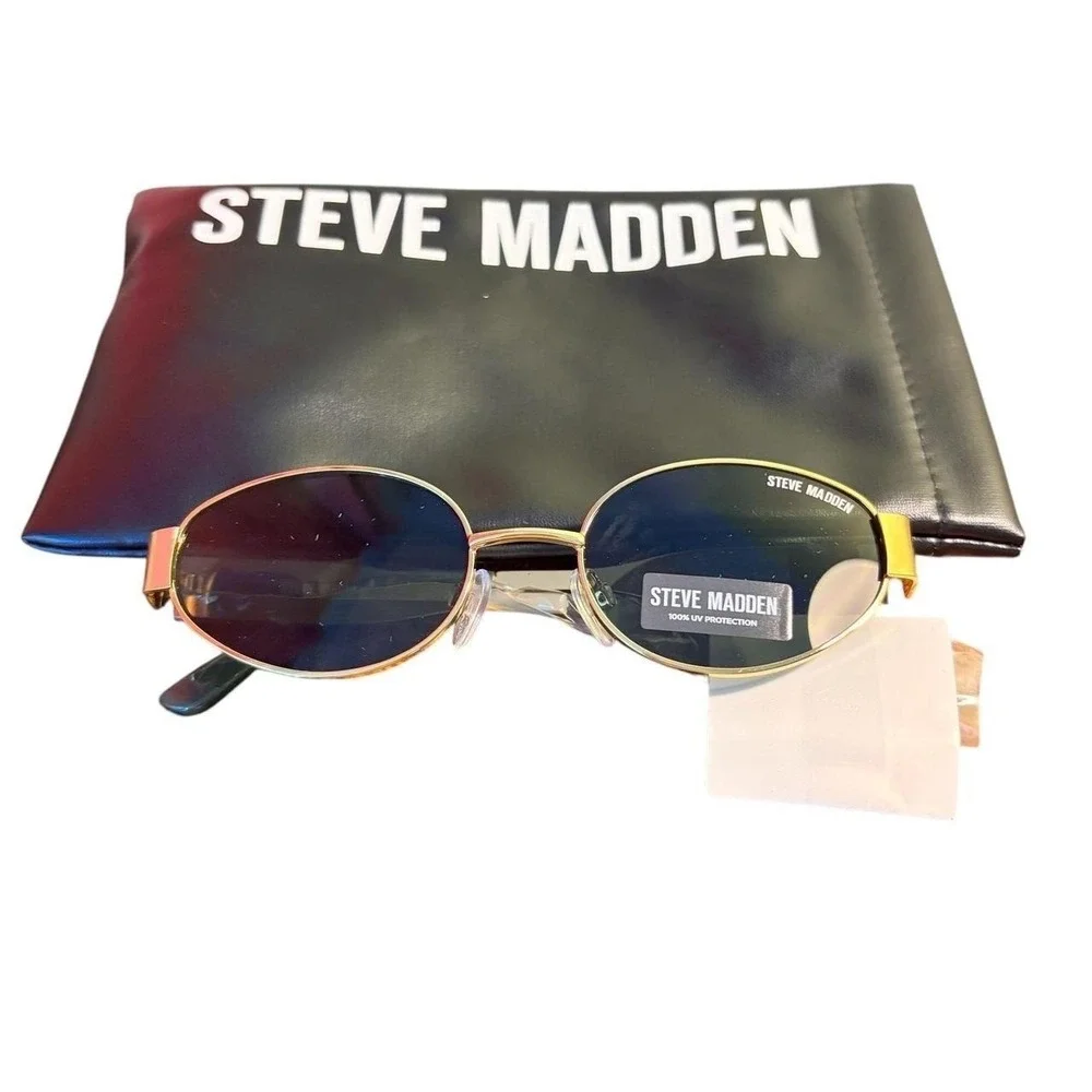 Steve Madden MYSTIE Gold Frame Oval Sunglasses Womens NWT